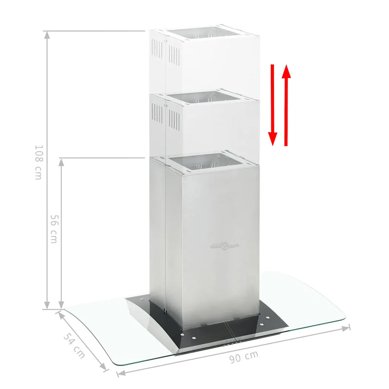 Island Range Hood 90 cm Stainless Steel 756 m��/h LED