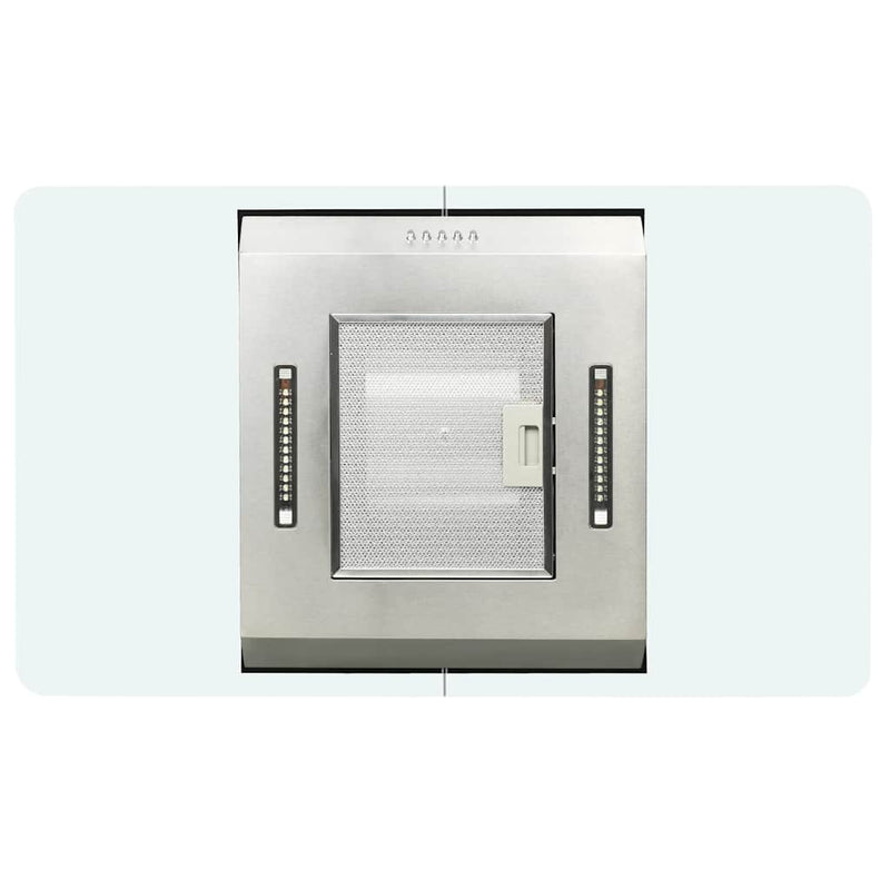 vidaXL Island Range Hood 90 cm Stainless Steel 756 m³/h LED