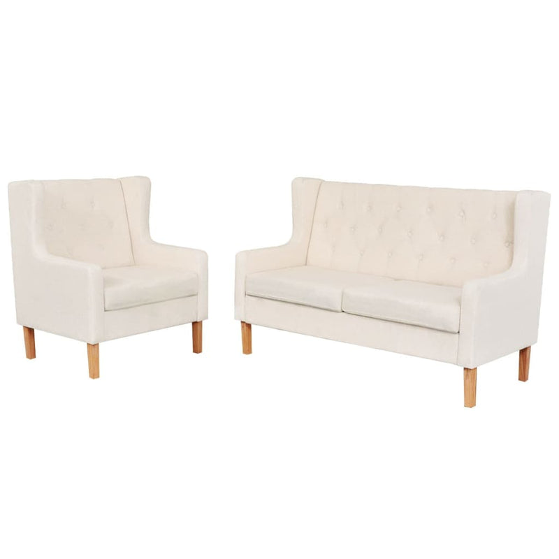 vidaXL Sofa Set 2 Pieces Fabric Cream White