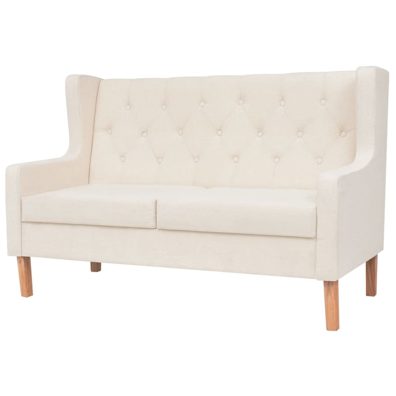 vidaXL Sofa Set 2 Pieces Fabric Cream White