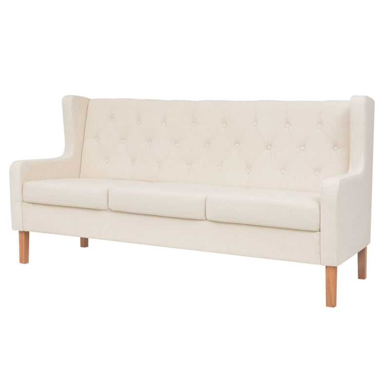 vidaXL Sofa Set 3 Pieces Fabric Cream White