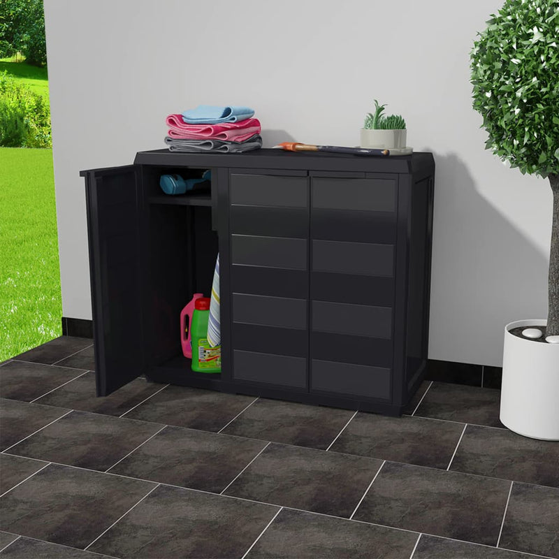 Garden Storage Cabinet with 2 Shelves Black