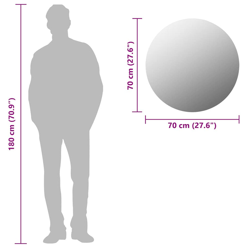 vidaXL Wall Mirror 70 cm Round Glass