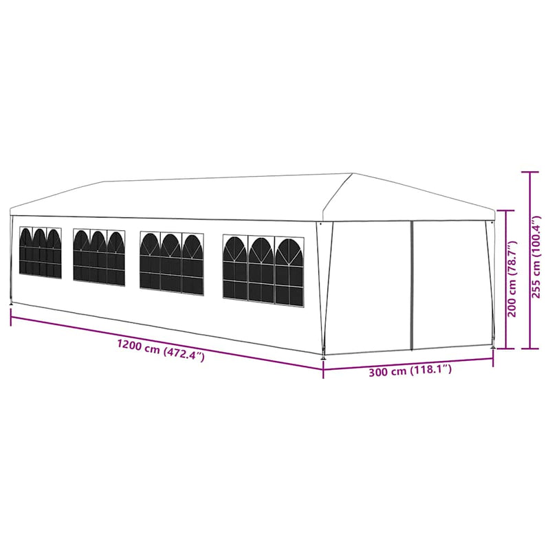 vidaXL Garden Marquee 3x12 m Blue