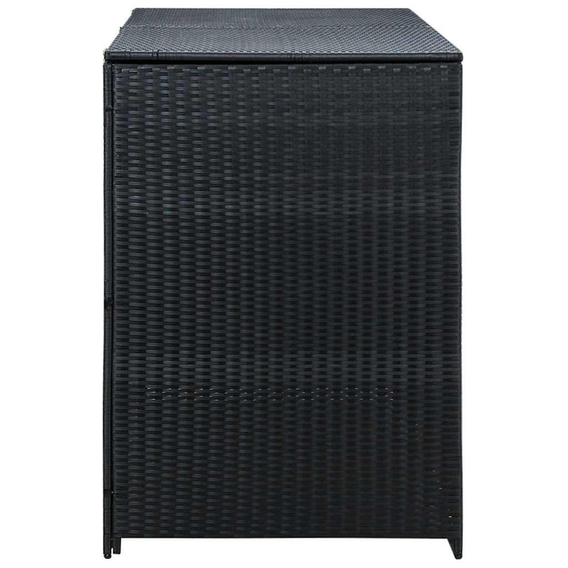 vidaXL Double Wheelie Bin Shed Poly Rattan Black 148x80x111 cm