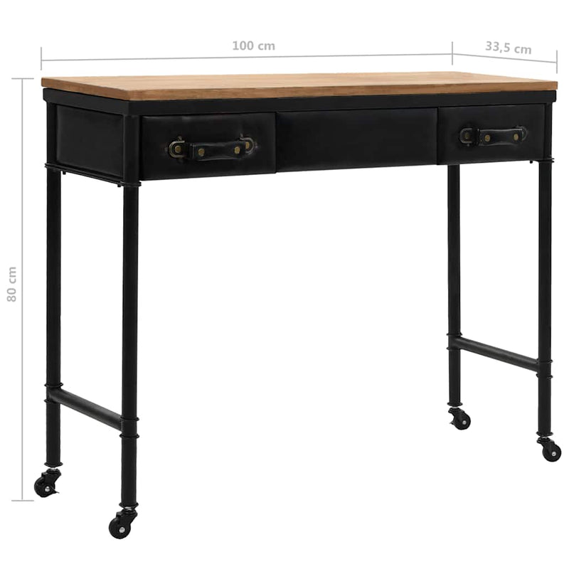 vidaXL Console Table MDF and Fir Wood 100x33.5x80 cm