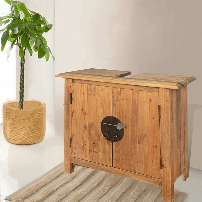 vidaXL Bathroom Vanity Cabinet Solid Pinewood 70x32x63 cm