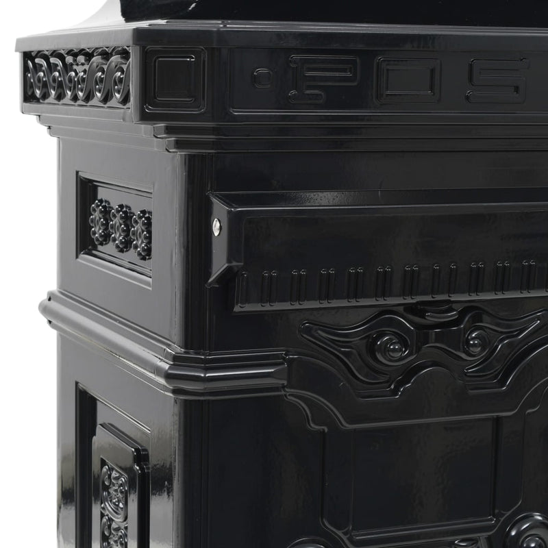 Pillar Letterbox Aluminium Vintage Style Rustproof Black