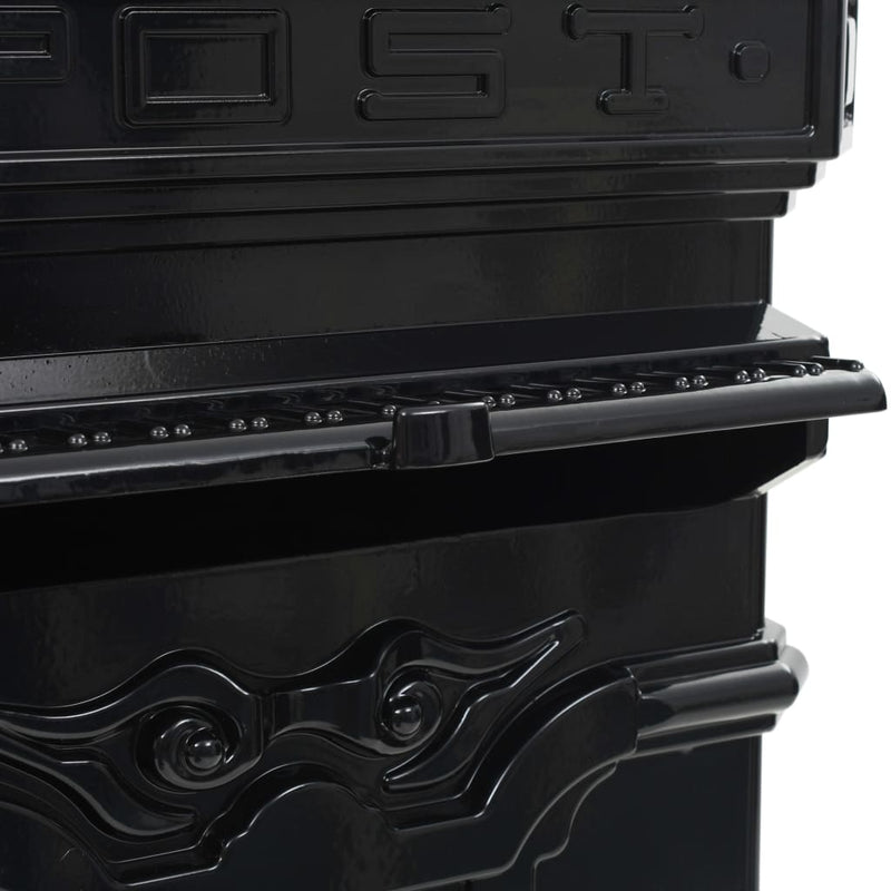 Pillar Letterbox Aluminium Vintage Style Rustproof Black