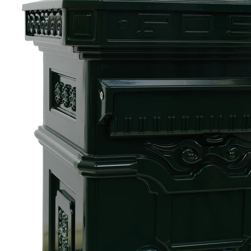vidaXL Pillar Letterbox Aluminium Vintage Style Rustproof Green