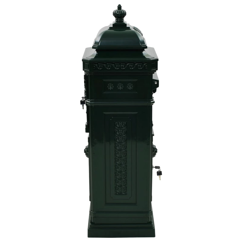 vidaXL Pillar Letterbox Aluminium Vintage Style Rustproof Green