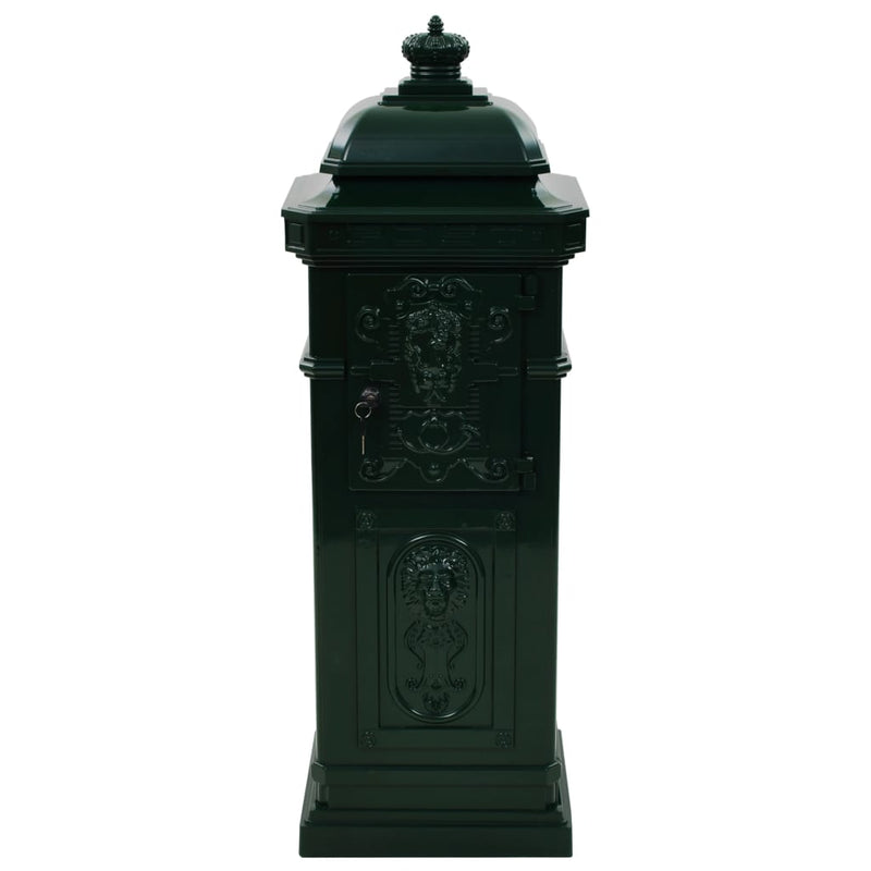 vidaXL Pillar Letterbox Aluminium Vintage Style Rustproof Green