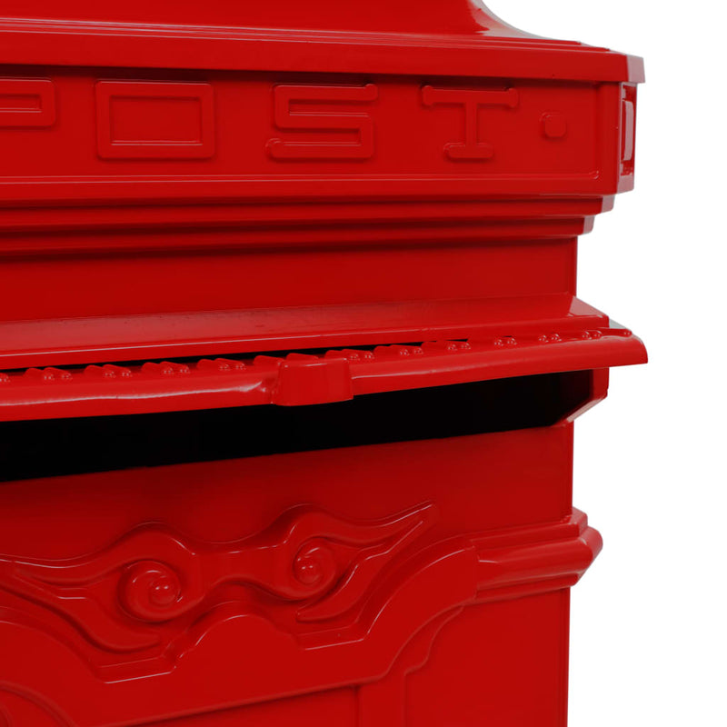 Pillar Letterbox Aluminium Vintage Style Rustproof Red