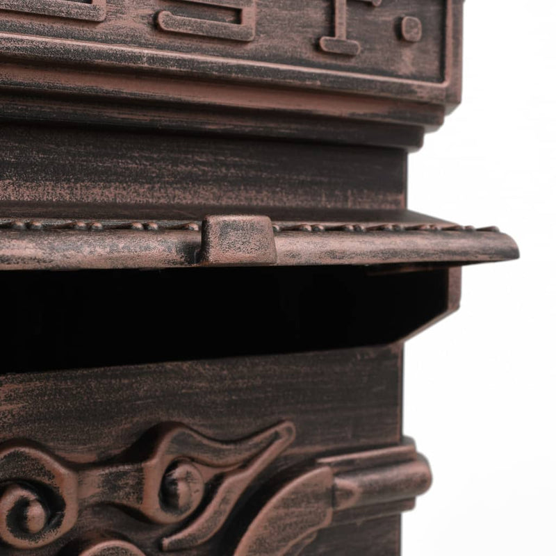 vidaXL Pillar Letterbox Aluminium Vintage Style Rustproof Bronze