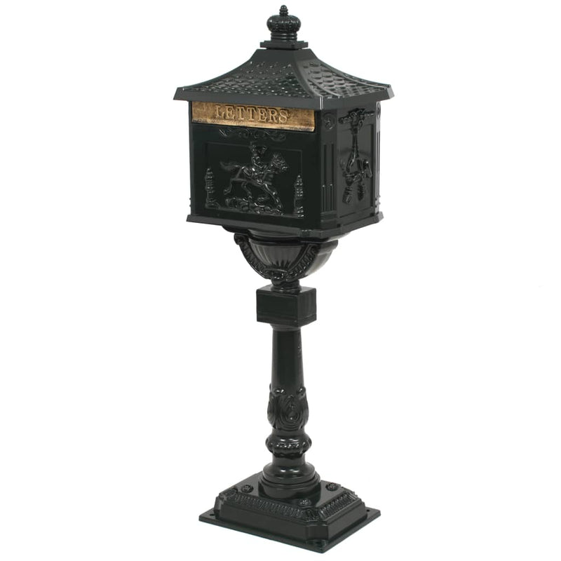 vidaXL Pedestal Letterbox Aluminium Vintage Style Rustproof Green