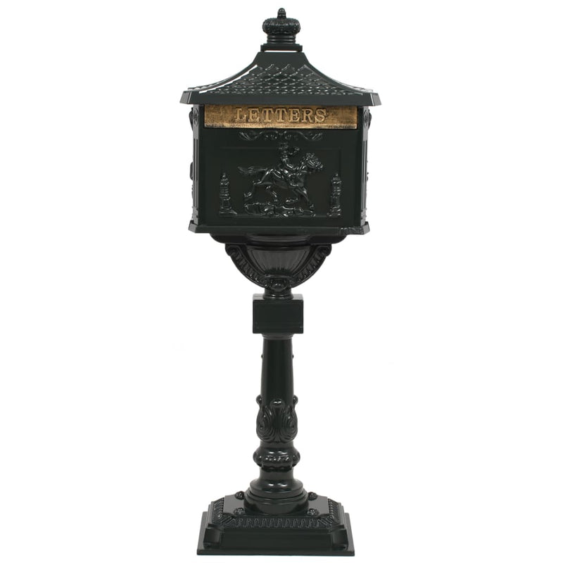 vidaXL Pedestal Letterbox Aluminium Vintage Style Rustproof Green