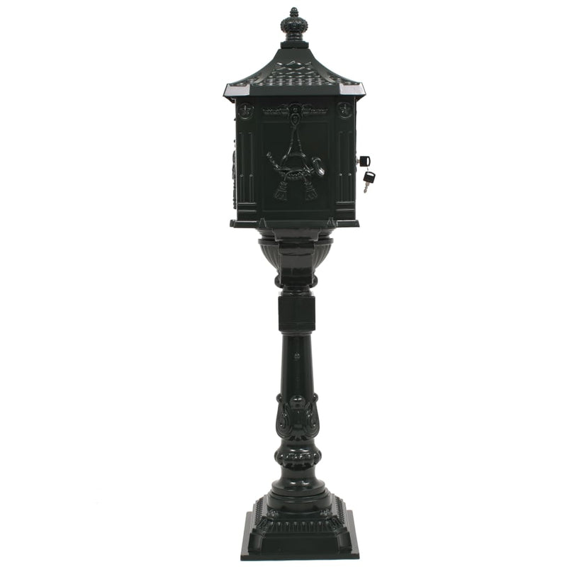 vidaXL Pedestal Letterbox Aluminium Vintage Style Rustproof Green