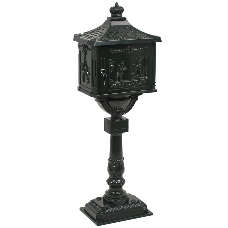 vidaXL Pedestal Letterbox Aluminium Vintage Style Rustproof Green
