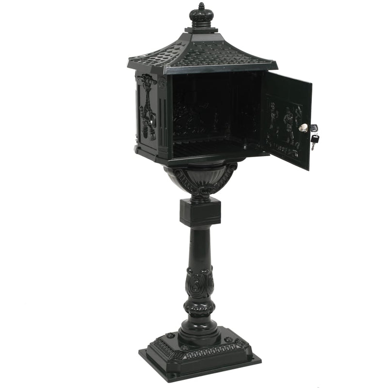 vidaXL Pedestal Letterbox Aluminium Vintage Style Rustproof Green