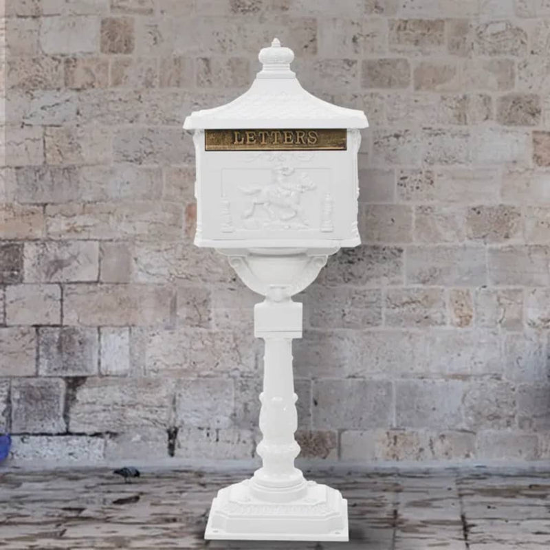 vidaXL Pedestal Letterbox Aluminium Vintage Style Rustproof White