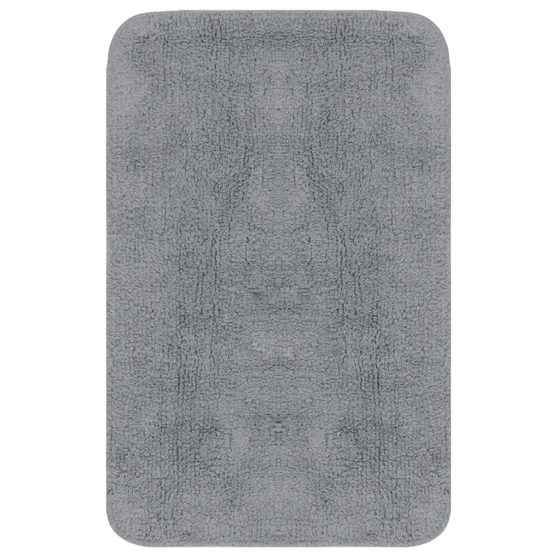 Bathroom Mat Set 3 Pieces Fabric Grey