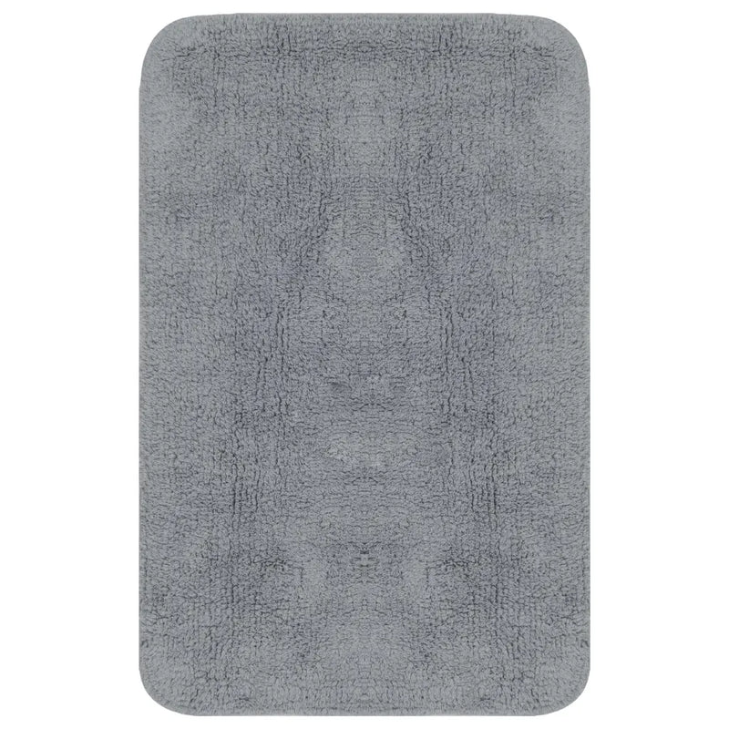 Bathroom Mat Set 2 Pieces Fabric Grey