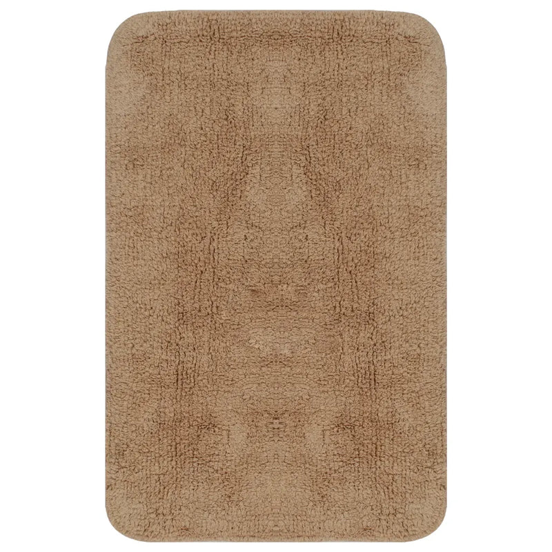 Bathroom Mat Set 2 Pieces Fabric Beige