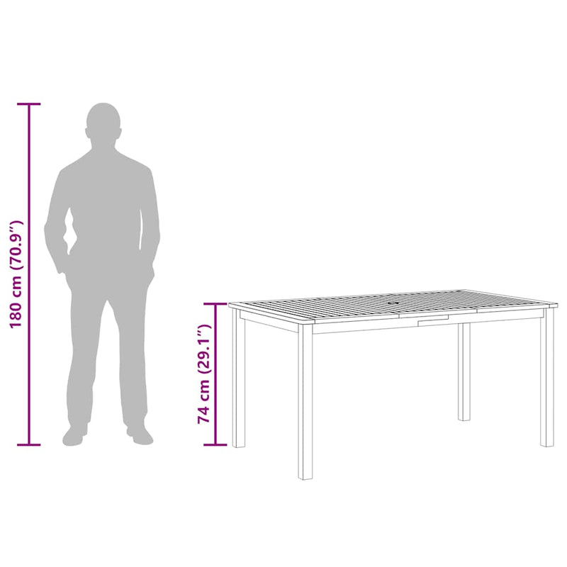 vidaXL Garden Table 150x90x74 cm Solid Acacia Wood