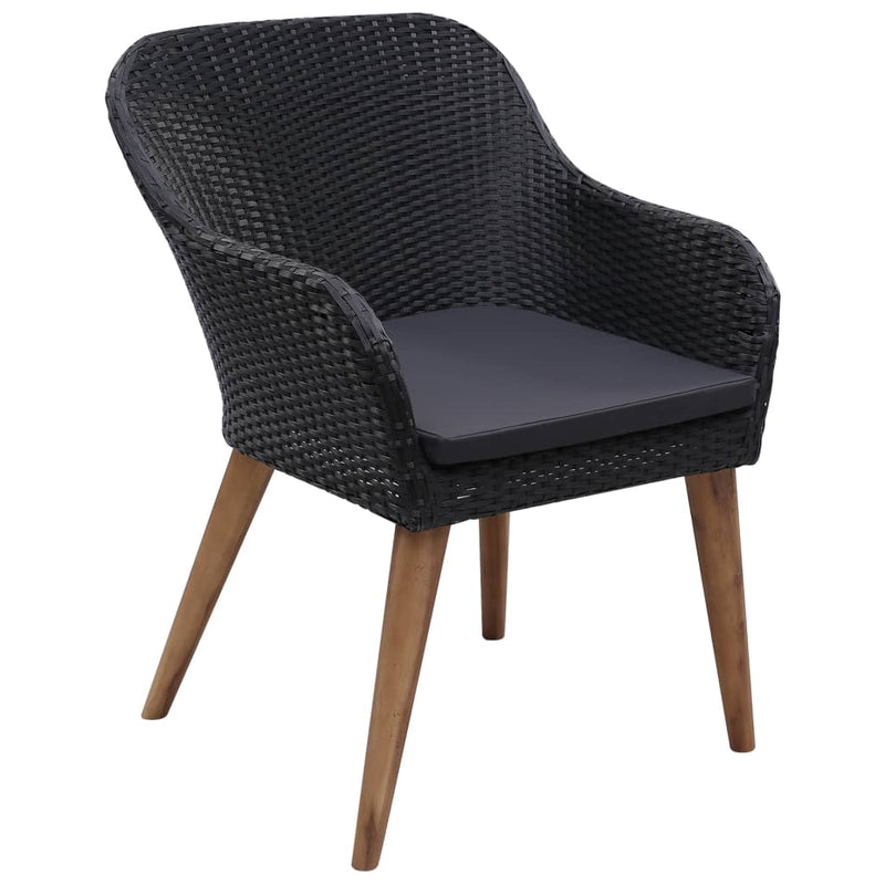 vidaXL Outdoor Chairs with Cushions 2 pcs Poly Rattan Black