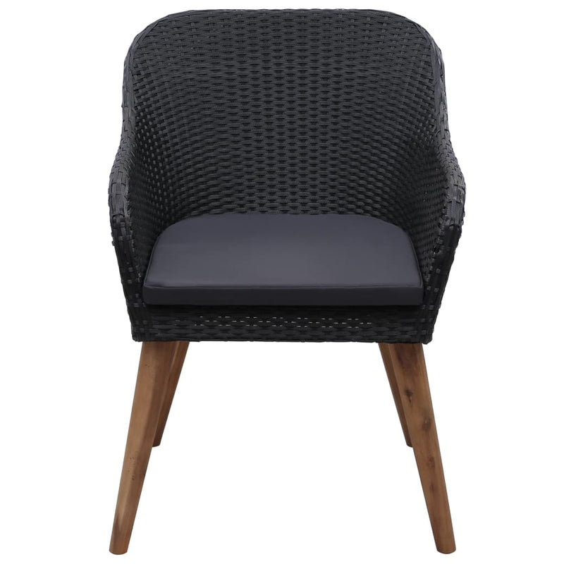 vidaXL Outdoor Chairs with Cushions 2 pcs Poly Rattan Black