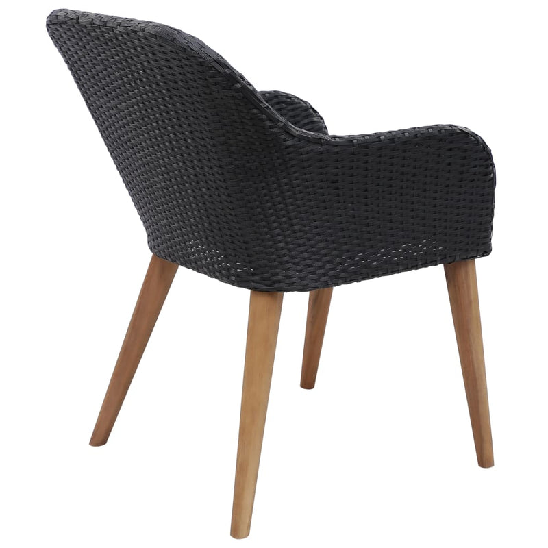 vidaXL Outdoor Chairs with Cushions 2 pcs Poly Rattan Black