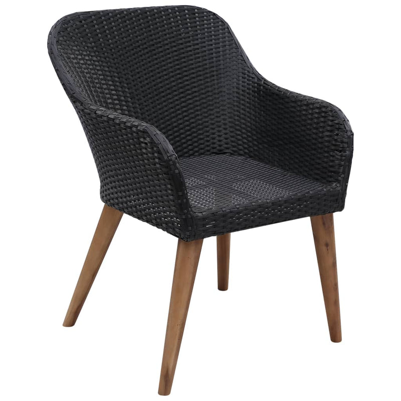 vidaXL Outdoor Chairs with Cushions 2 pcs Poly Rattan Black