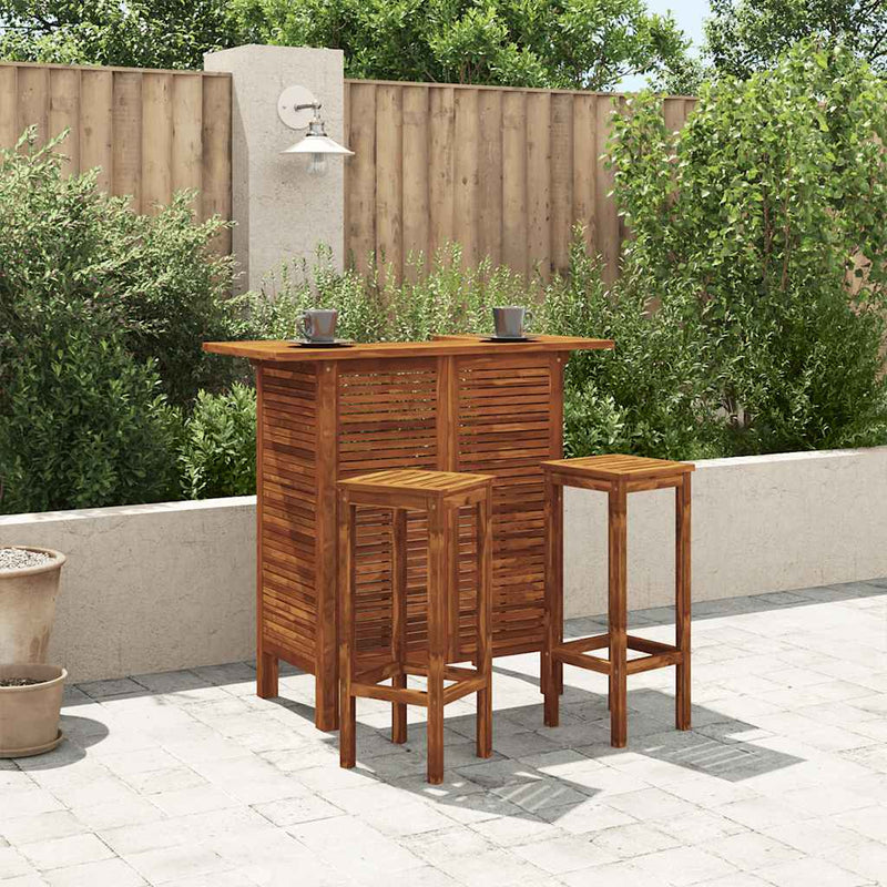 vidaXL Bar Table and Chair Set 3 Pieces Solid Acacia Wood