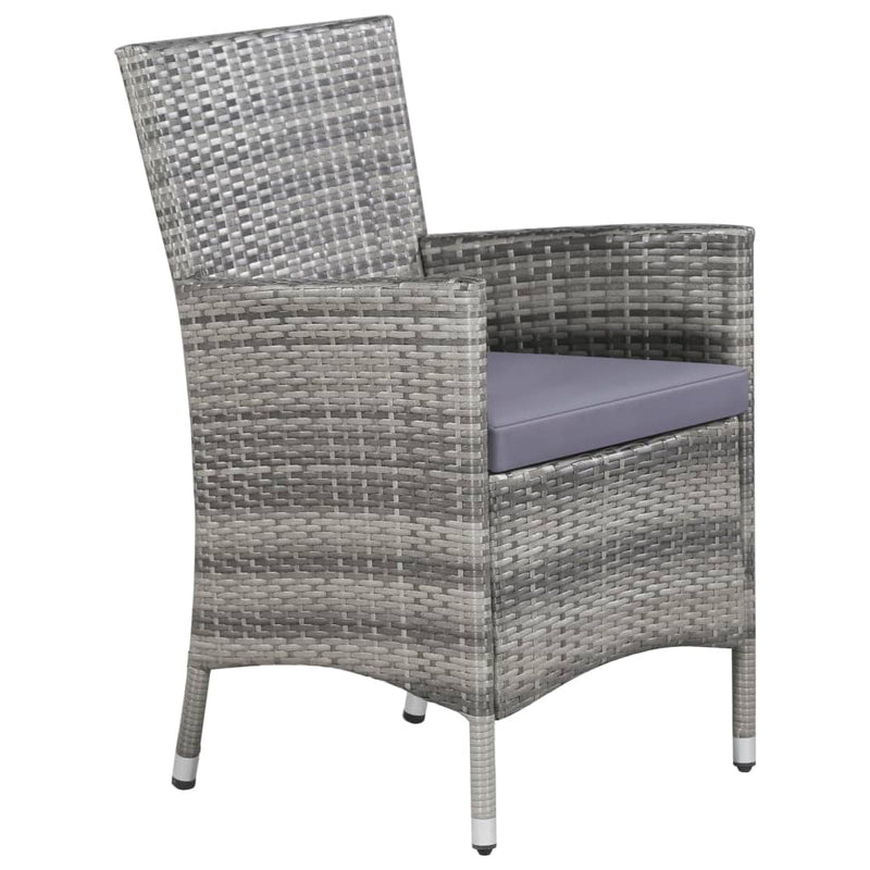 vidaXL 11 Piece Outdoor Dining Set with Cushions Poly Rattan Grey