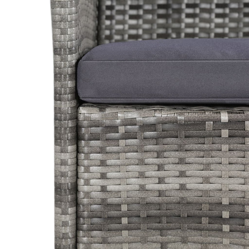 vidaXL 11 Piece Outdoor Dining Set with Cushions Poly Rattan Grey