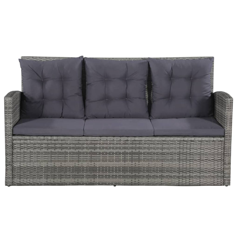 vidaXL 6 Piece Garden Lounge Set with Cushions Poly Rattan Grey