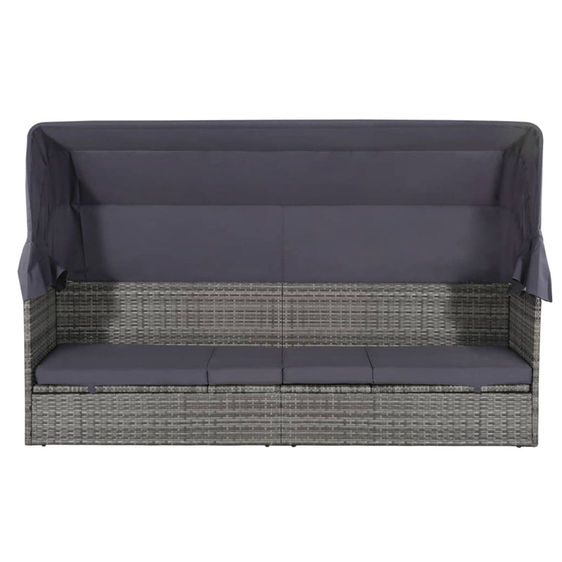 vidaXL Garden Bed with Canopy Grey 205x62 cm Poly Rattan