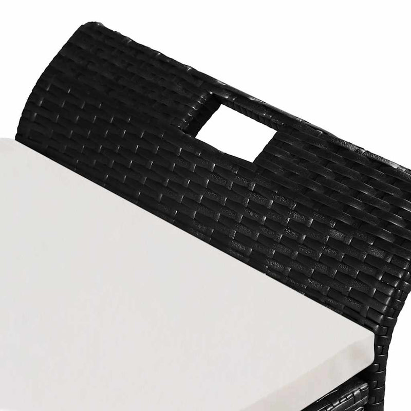 vidaXL Storage Bench with Cushion 138 cm Poly Rattan Black