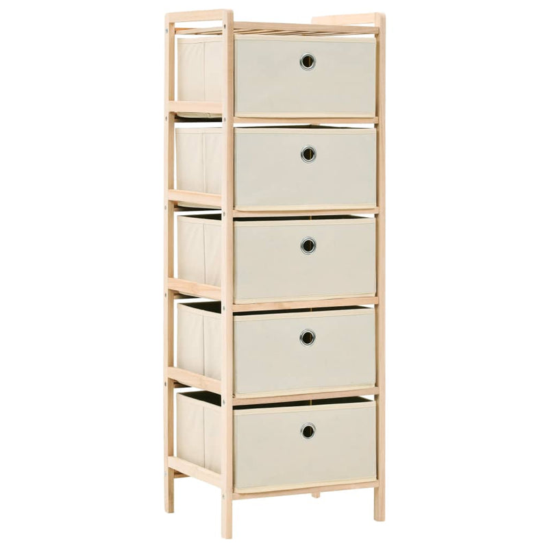 Storage Rack with 5 Fabric Baskets Cedar Wood Beige