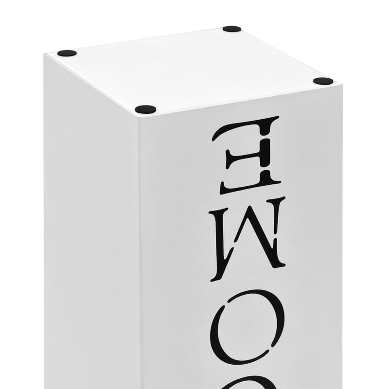 vidaXL Umbrella Stand Welcome Steel White
