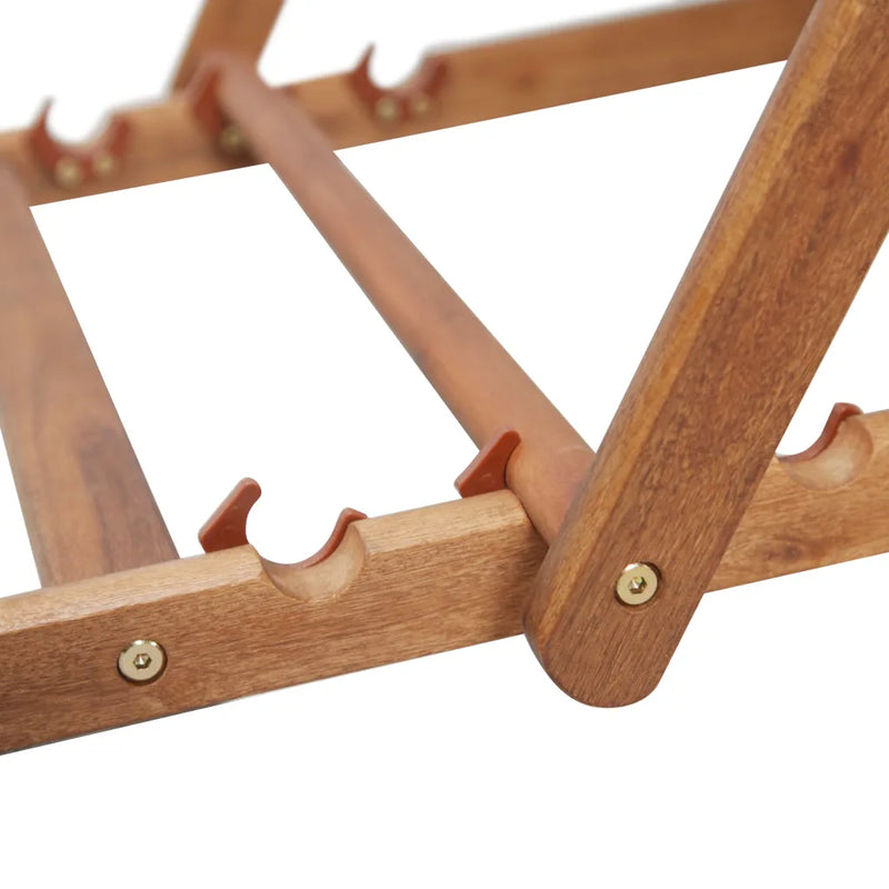 Folding Beach Chair Fabric and Wooden Frame Red