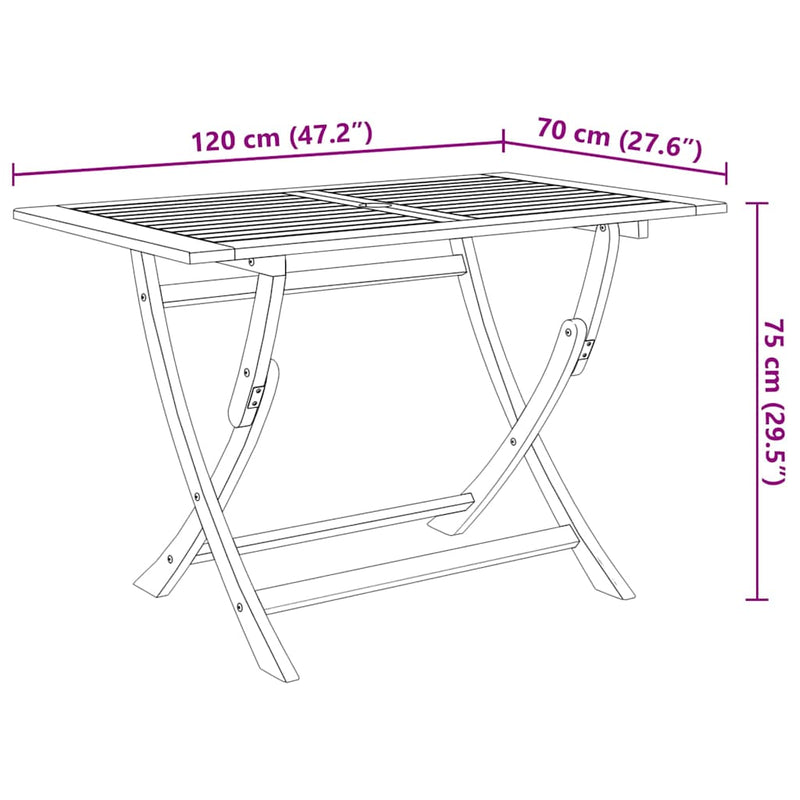 vidaXL 5 Piece Folding Outdoor Dining Set Solid Acacia Wood