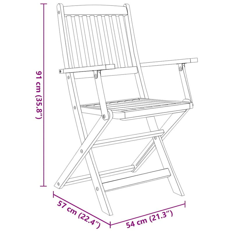 vidaXL 5 Piece Folding Outdoor Dining Set Solid Acacia Wood