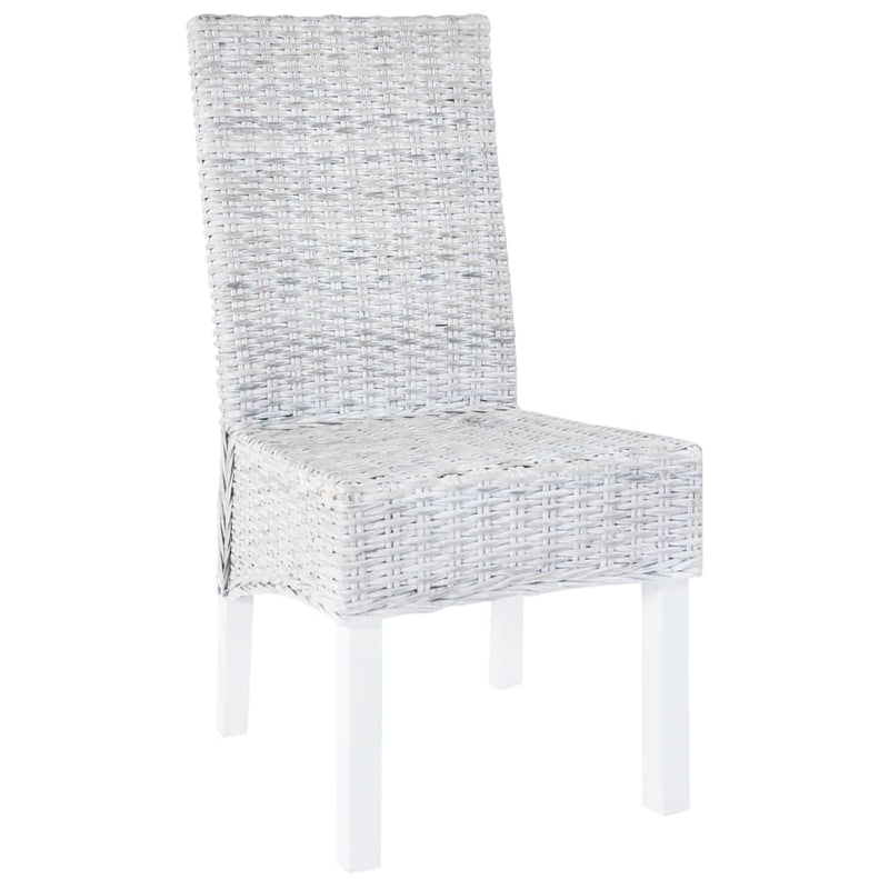 vidaXL Dining Chairs 2 pcs Light Brown Kubu Rattan and Mahogany Wood