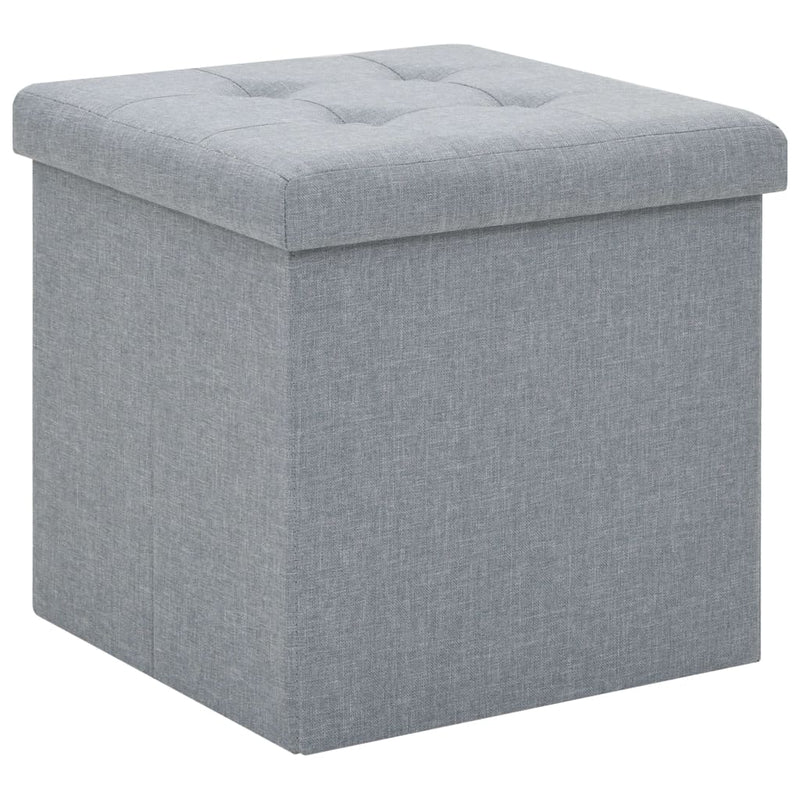 vidaXL Folding Storage Stools 2 pcs Light Grey Faux Linen