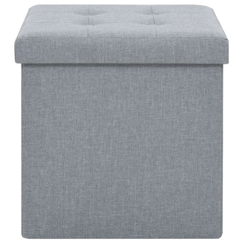 vidaXL Folding Storage Stools 2 pcs Light Grey Faux Linen