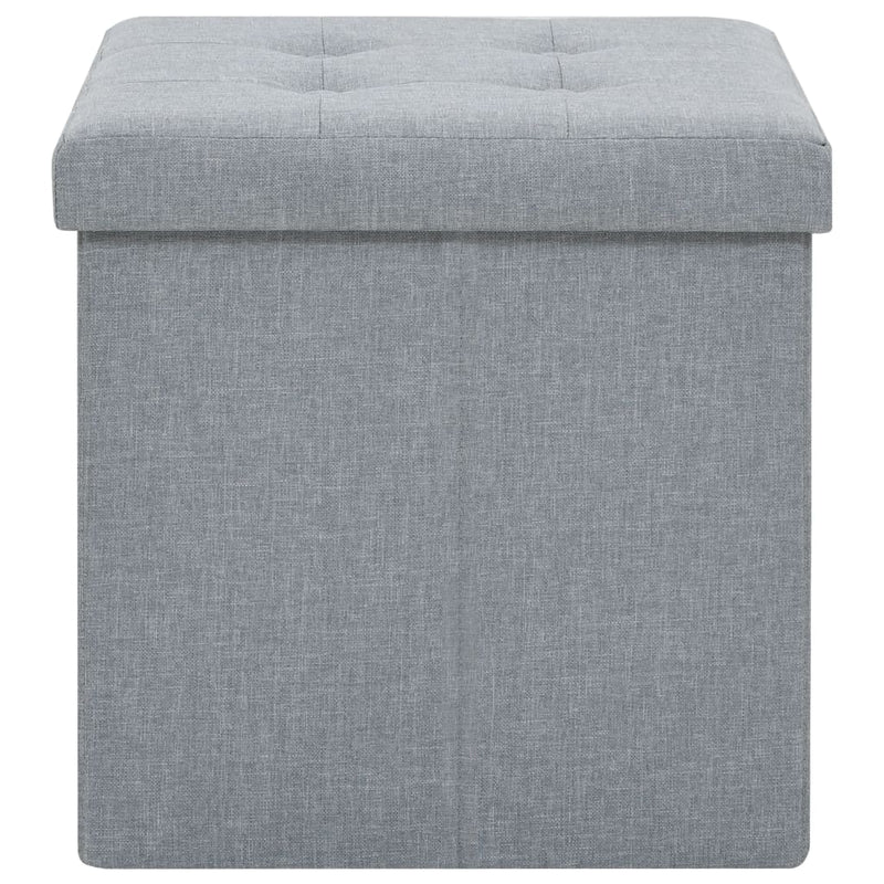 vidaXL Folding Storage Stools 2 pcs Light Grey Faux Linen