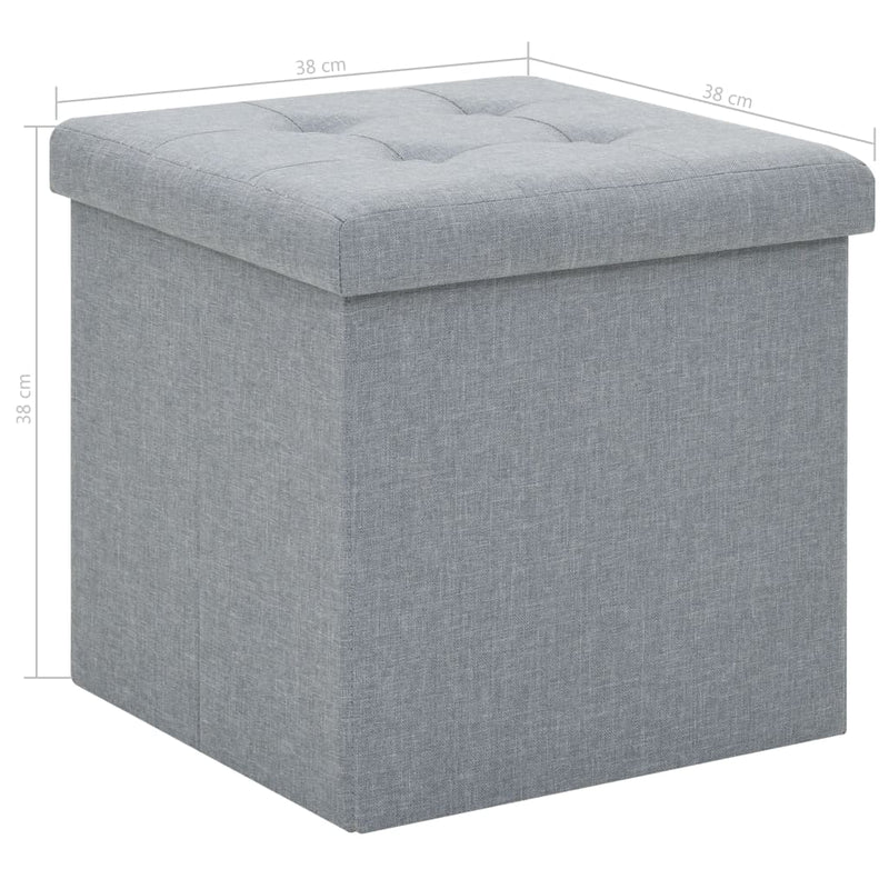 vidaXL Folding Storage Stools 2 pcs Light Grey Faux Linen