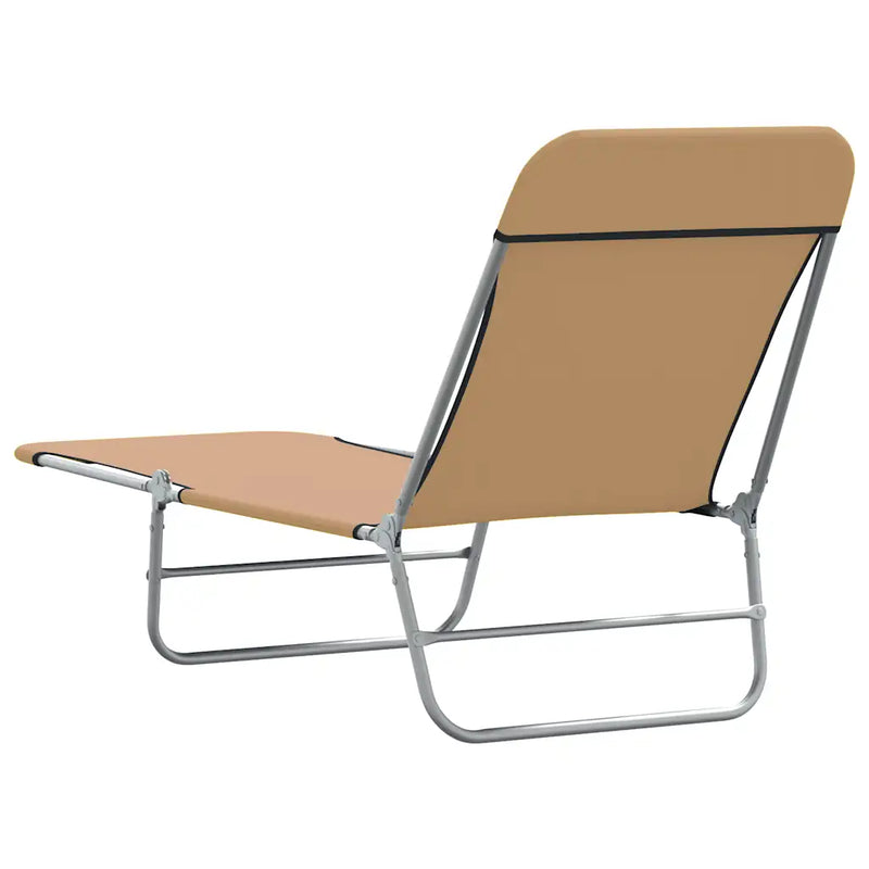 Folding Sun Loungers 2 pcs Steel and Fabric Taupe
