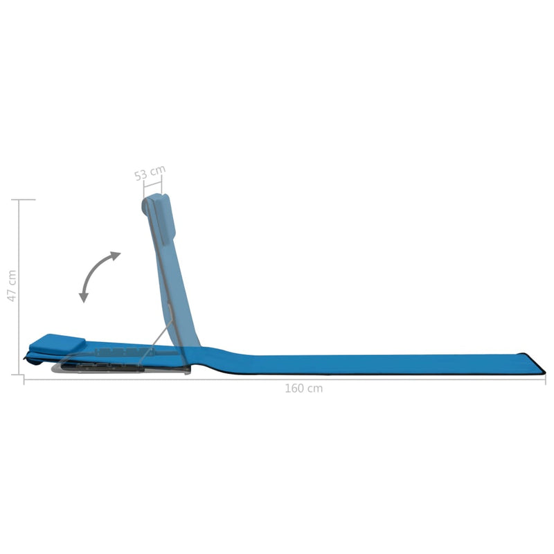 vidaXL Folding Beach Mats 2 pcs Steel and Fabric Blue